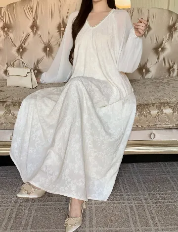 Rochie lunga Dazy, ecru