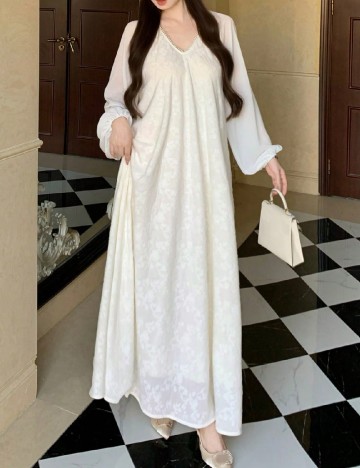 Rochie lunga Dazy, ecru