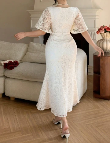 Rochie lunga Dazy, crem