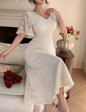 Rochie lunga Dazy, crem