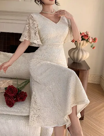 Rochie lunga Dazy, crem