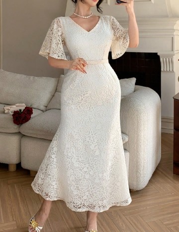 Rochie lunga Dazy, crem
