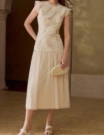 Rochie medie MOTF, crem