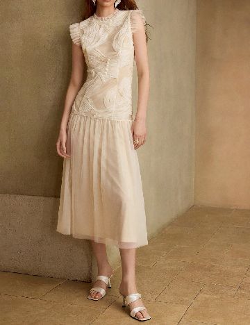 Rochie medie MOTF, crem