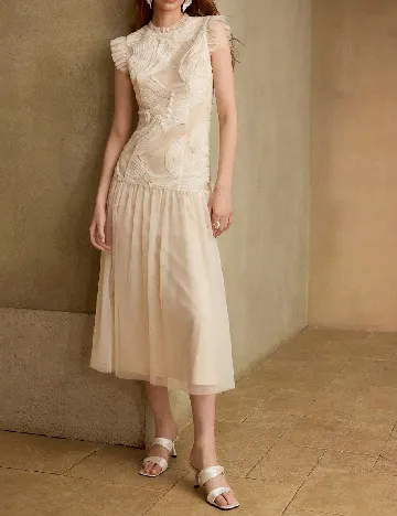 Rochie medie MOTF, crem