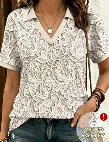 Tricou SHEIN CURVE, crem