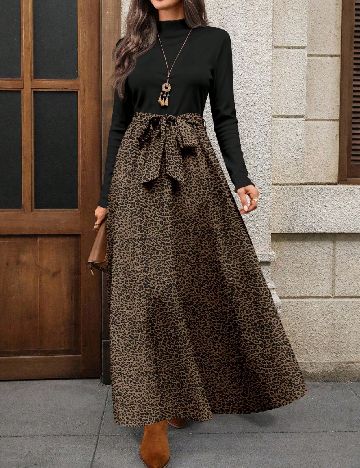 Rochie lunga Emery Rose, animal print