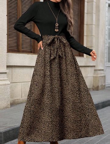 Rochie lunga Emery Rose, animal print