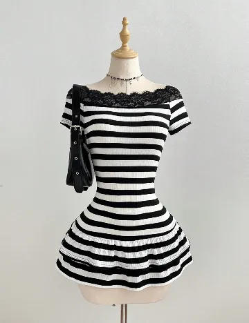 Rochie scurta SHEIN, alb/negru