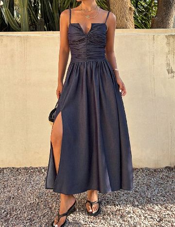Rochie lunga Dazy, bleumarin inchis