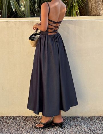 Rochie lunga Dazy, bleumarin inchis