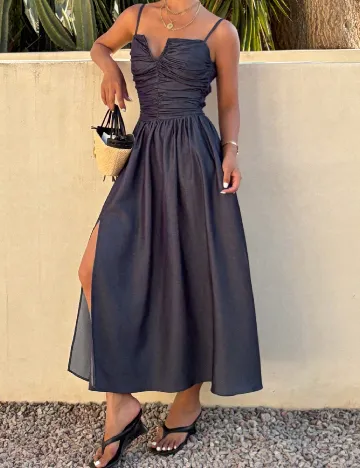 Rochie lunga Dazy, bleumarin inchis