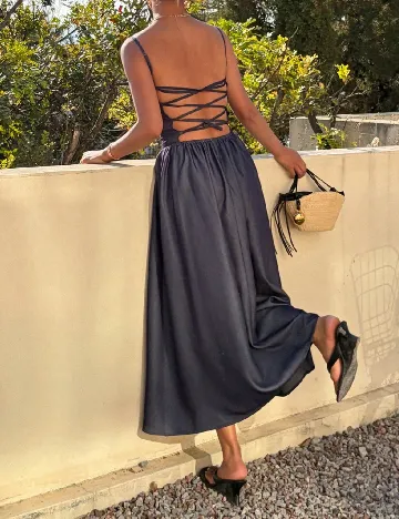 Rochie lunga Dazy, bleumarin inchis
