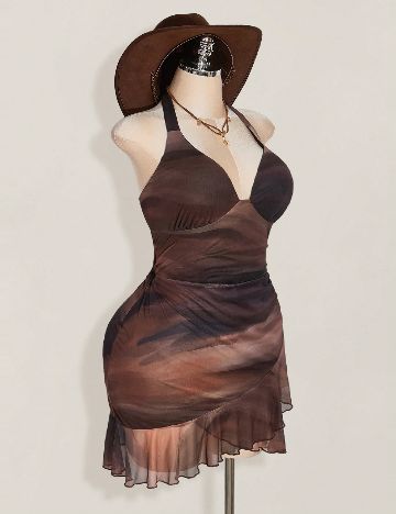 Rochie scurta SHEIN CURVE, maro