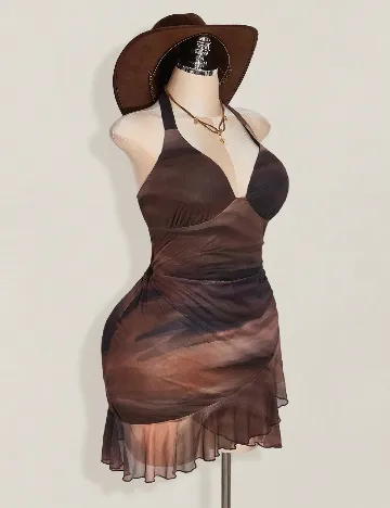 Rochie scurta SHEIN CURVE, maro