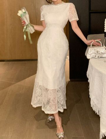 Rochie lunga Dazy, alb
