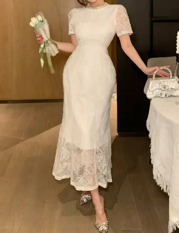 Rochie lunga Dazy, alb