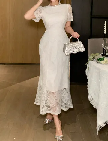 Rochie lunga Dazy, alb