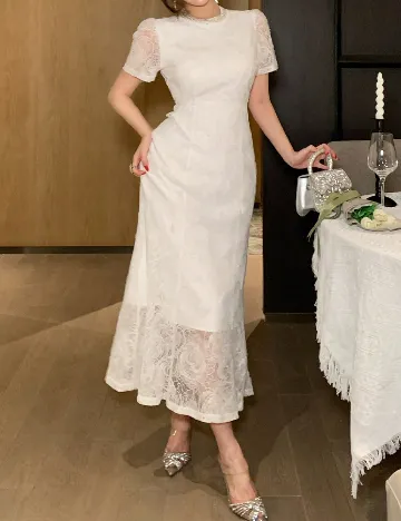 Rochie lunga Dazy, alb