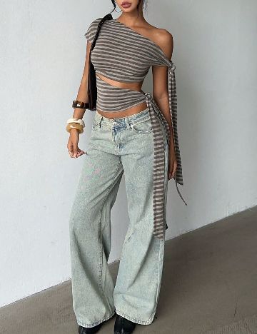 Top SHEIN, gri/maro