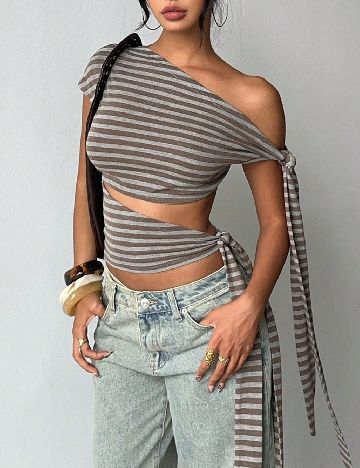 Top SHEIN, gri/maro