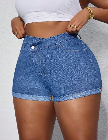 Pantaloni scurti SHEIN CURVE, albastru