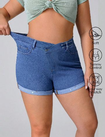Pantaloni scurti SHEIN CURVE, albastru