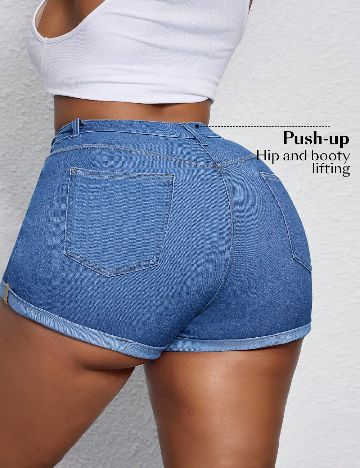 Pantaloni scurti SHEIN CURVE, albastru