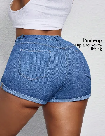 Pantaloni scurti SHEIN CURVE, albastru