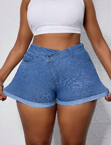 Pantaloni scurti SHEIN CURVE, albastru