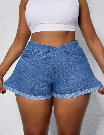 Pantaloni scurti SHEIN CURVE, albastru