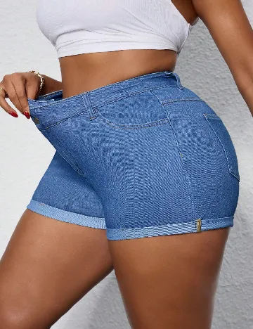 Pantaloni scurti SHEIN CURVE, albastru