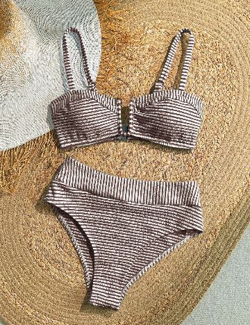 Costum de baie SHEIN, maro/alb