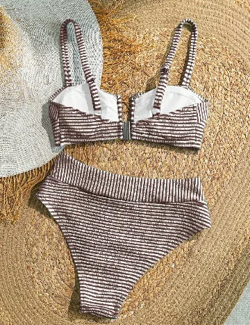 Costum de baie SHEIN, maro/alb