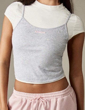 Top Missguided, alb/gri