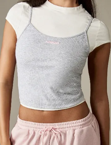 Top Missguided, alb/gri