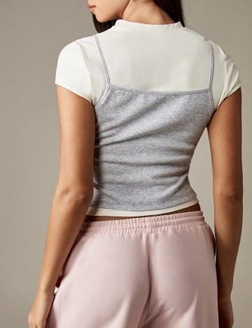 Top Missguided, alb/gri