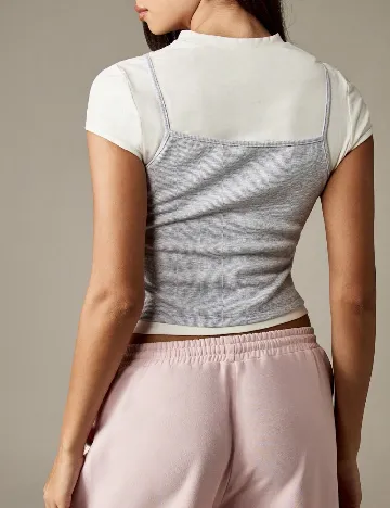 Top Missguided, alb/gri