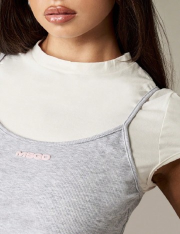 Top Missguided, alb/gri