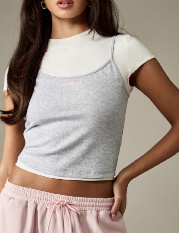 Top Missguided, alb/gri