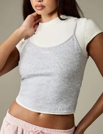 Top Missguided, alb/gri