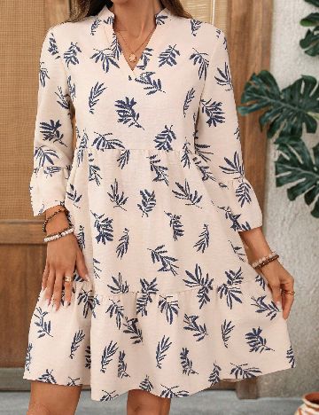 Rochie scurta Emery Rose, crem/albastru