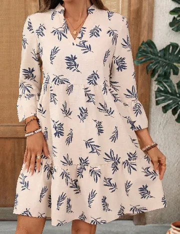 Rochie scurta Emery Rose, crem/albastru
