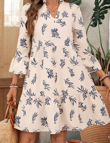 Rochie scurta Emery Rose, crem/albastru