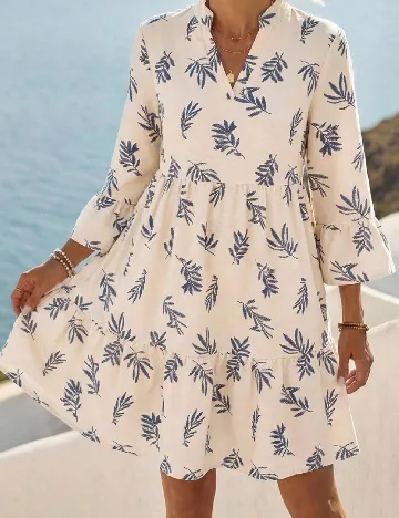 Rochie scurta Emery Rose, crem/albastru
