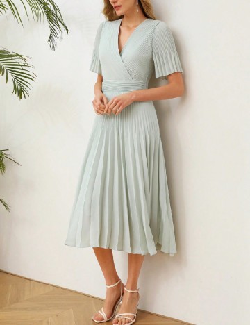 Rochie medie MOTF, verde deschis