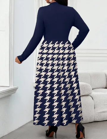 Rochie lunga SHEIN CURVE, bleumarin/crem