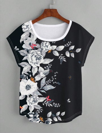 Tricou SHEIN, alb/negru