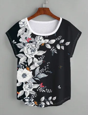 Tricou SHEIN, alb/negru