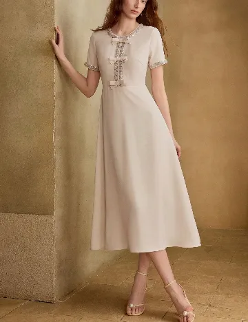 Rochie medie MOTF, crem